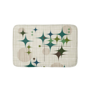 Mid Century Modern Starbursts and Globes Bath Mat