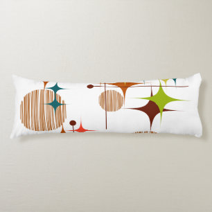 Mid Century Modern Starbursts and Globes Body Pillow