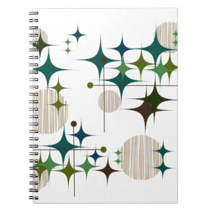 Mid Century Modern Starbursts and Globes Notebook