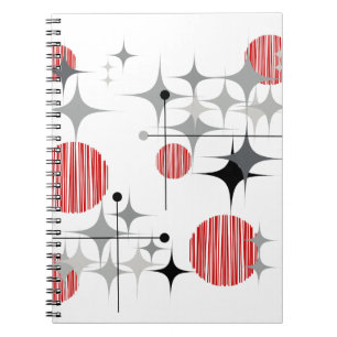 Mid Century Modern Starbursts and Globes Notebook