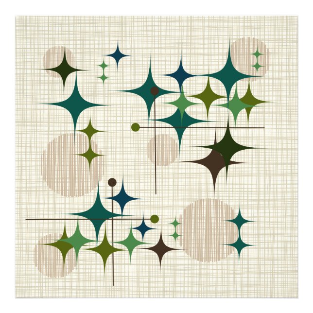 Mid Century Modern Starbursts and Globes Photo Print (Front)