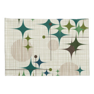 Mid Century Modern Starbursts and Globes Pillowcase