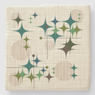 Mid Century Modern Starbursts and Globes Stone Coaster