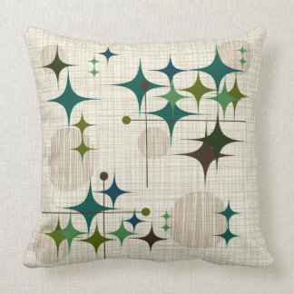 Mid Century Modern Starbursts and Globes Throw Pillow