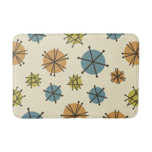 Mid Century Modern Starbursts Multicolored Bath Mat