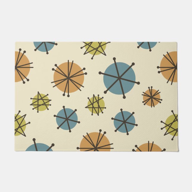 Mid Century Modern Starbursts Multicolored Doormat (Front)