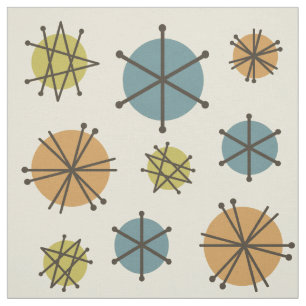 Mid Century Modern Starbursts Multicolored Fabric