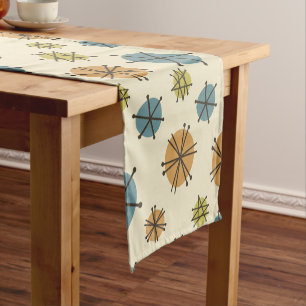 Mid Century Modern Starbursts Multicolored Short Table Runner