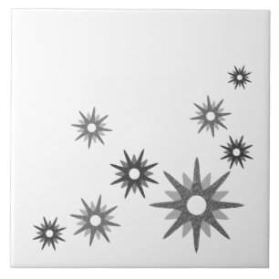 Mid-Century Modern Starbursts   Silver Tile