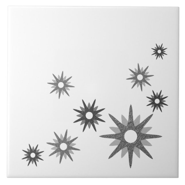 Mid-Century Modern Starbursts | Silver Tile (Front)