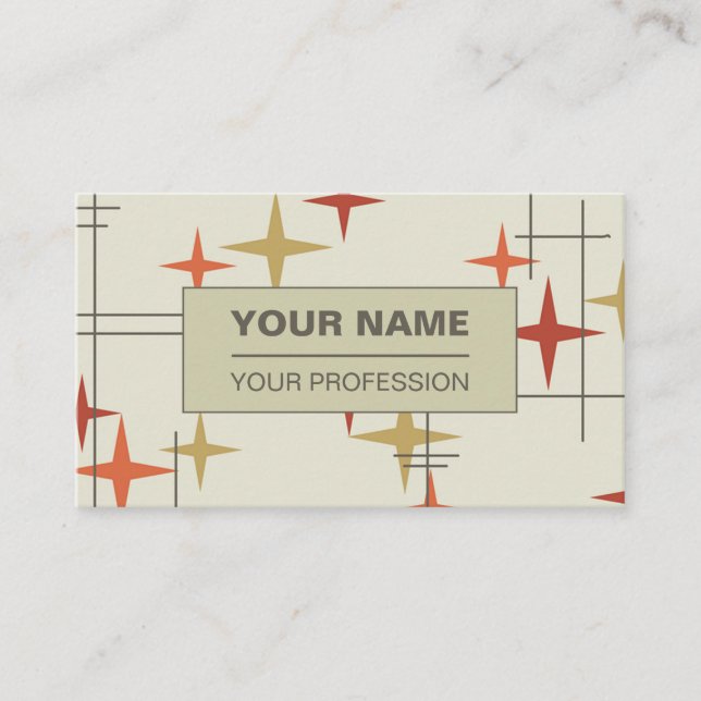 Mid Century Modern Stars 'Chartreuse' Business Card (Front)