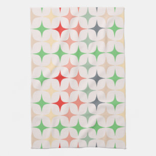 Mid-Century Modern Stars in Christmas Colours Kitchen Towel