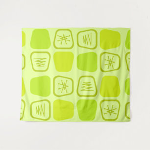 Mid Century Modern Stretched Squares Chartreuse Tapestry