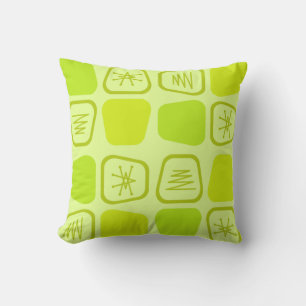Mid Century Modern Stretched Squares Chartreuse Throw Pillow