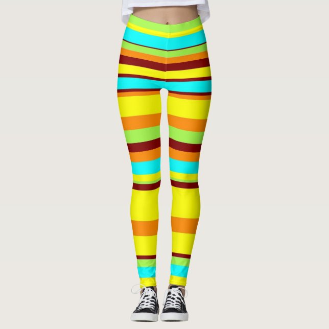 Mid-Century Modern Stripe Stretch Pants Leggings (Front)