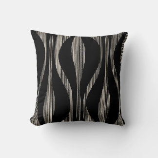 Mid Century Modern Striped Lounge Pattern Black Throw Pillow
