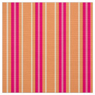 Mid-Century Modern Stripes, Fuchsia Pink & Orange Fabric
