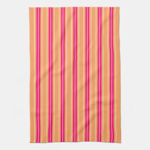 Mid-Century Modern Stripes, Fuchsia Pink & Orange  Kitchen Towel