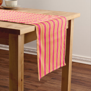 Mid-Century Modern Stripes, Fuchsia Pink & Orange Short Table Runner