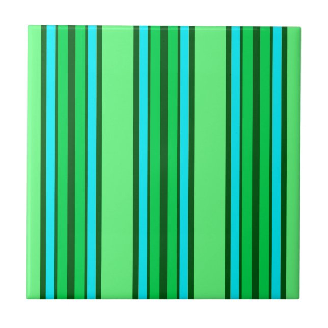 Mid-Century Modern Stripes, Lime Green and Aqua  Tile (Front)
