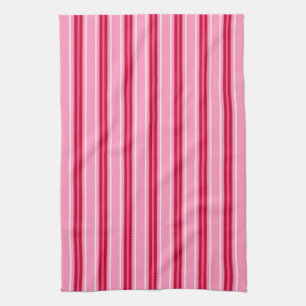 Mid-Century Modern Stripes, Pink and  Burgundy  Kitchen Towel
