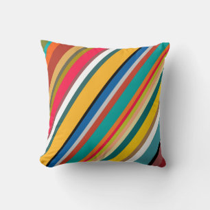 Mid-Century Modern Stripes  Throw Pillow