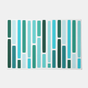 Mid Century Modern Stripes Turquoise Doormat