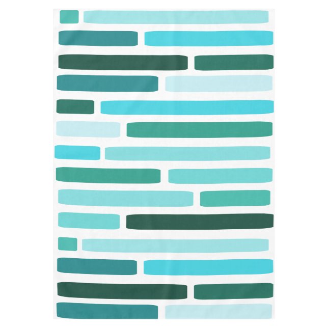 Mid Century Modern Stripes Turquoise Tablecloth (Front)