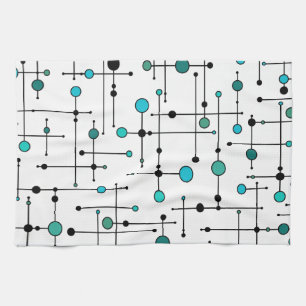 Mid-century modern style Aqua Blue Dot Kitchen Towel