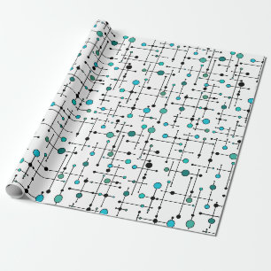 Mid-century modern style Aqua Blue Dot Wrapping Paper