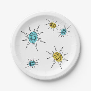 Mid Century Modern style, Atomic Starburst Paper Plate