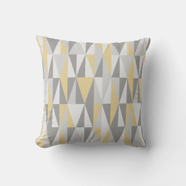Mid-century Modern Style Diamonds, Yellow Throw Pillow (Front)