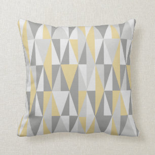 Mid-century Modern Style Diamonds, Yellow Throw Pillow