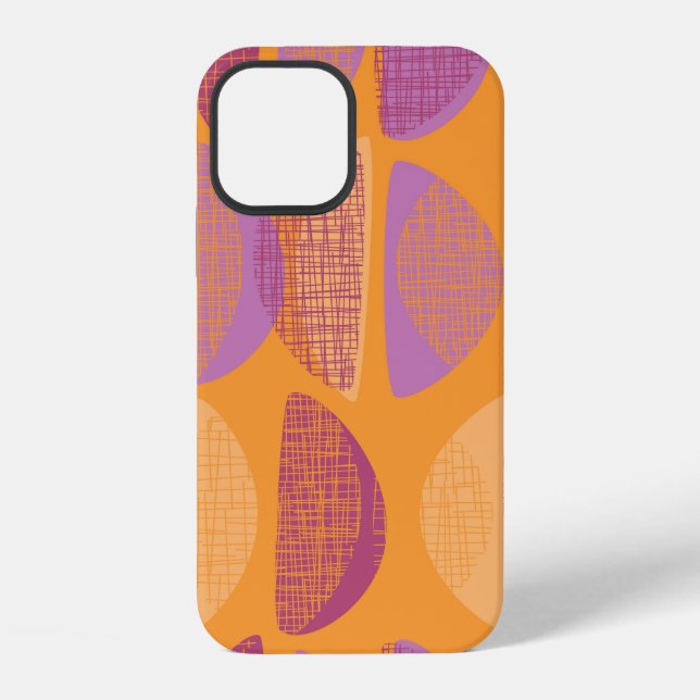 Mid century modern style illustration pattern iPhone case (Back)