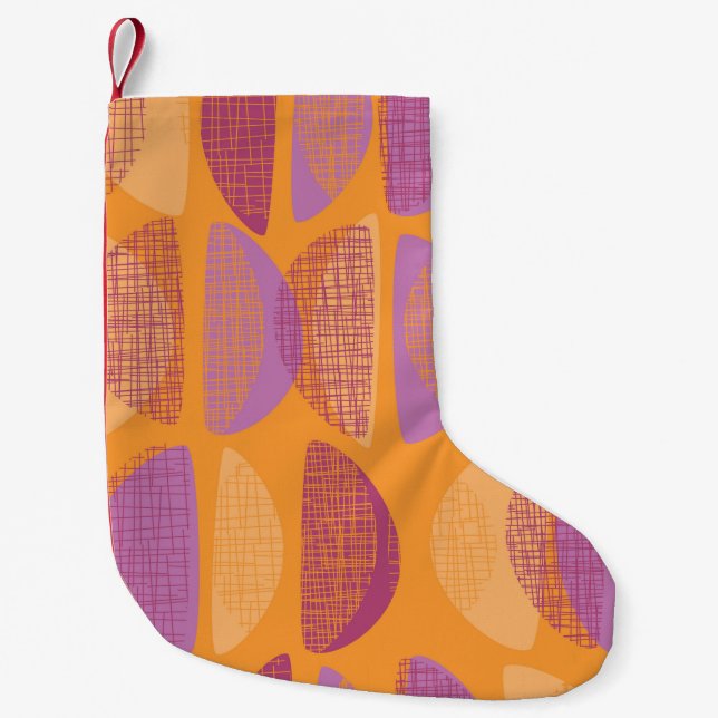 Mid century modern style illustration pattern small christmas stocking (Front)