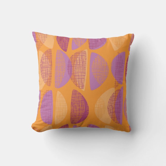 Mid century modern style illustration pattern throw pillow (Front)