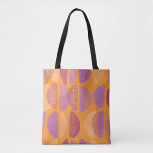 Mid century modern style illustration pattern tote bag