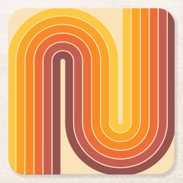 Mid Century Modern Style Square Paper Coaster (Front)