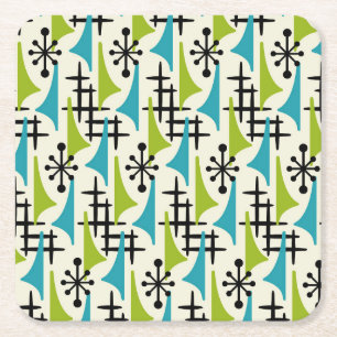 Mid Century Modern Style Square Paper Coaster