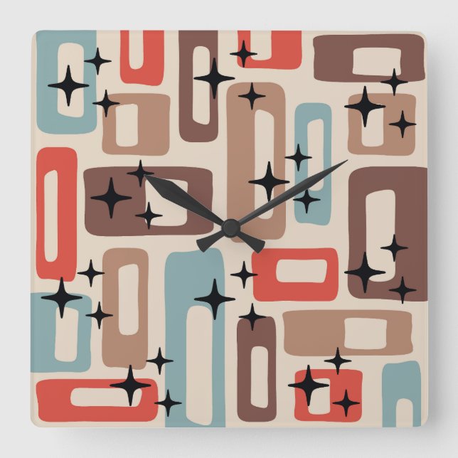 Mid Century Modern Style Square Wall Clock (Front)