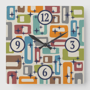 Mid Century Modern Style Square Wall Clock