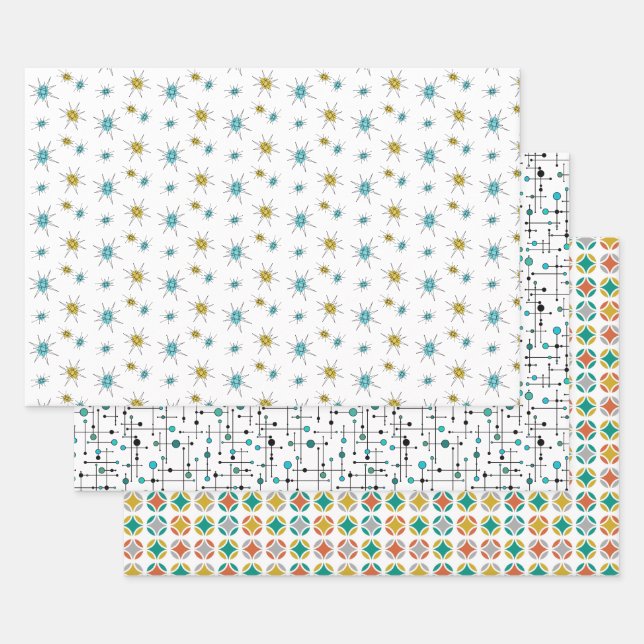 Mid-Century Modern Styles Wrapping Paper Sheet (Set)