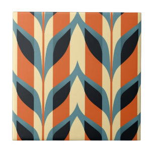 Mid-Century Modern Stylised Geometric Pattern Tile