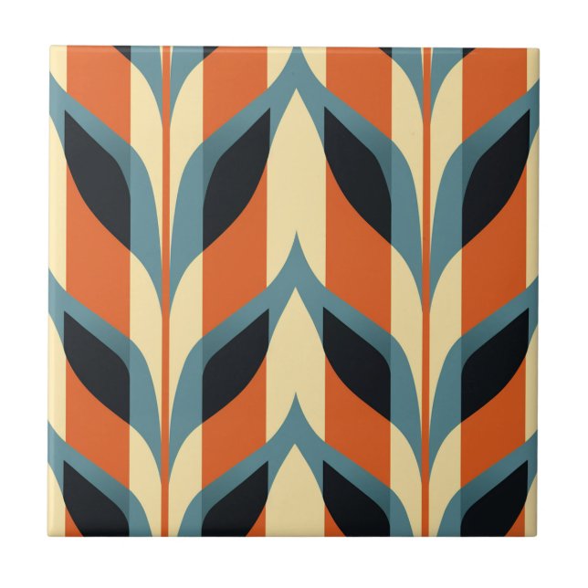 Mid-Century Modern Stylised Geometric Pattern Tile (Front)