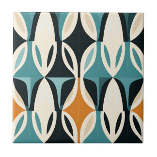 Mid-Century Modern Stylised Geometric Pattern Tile