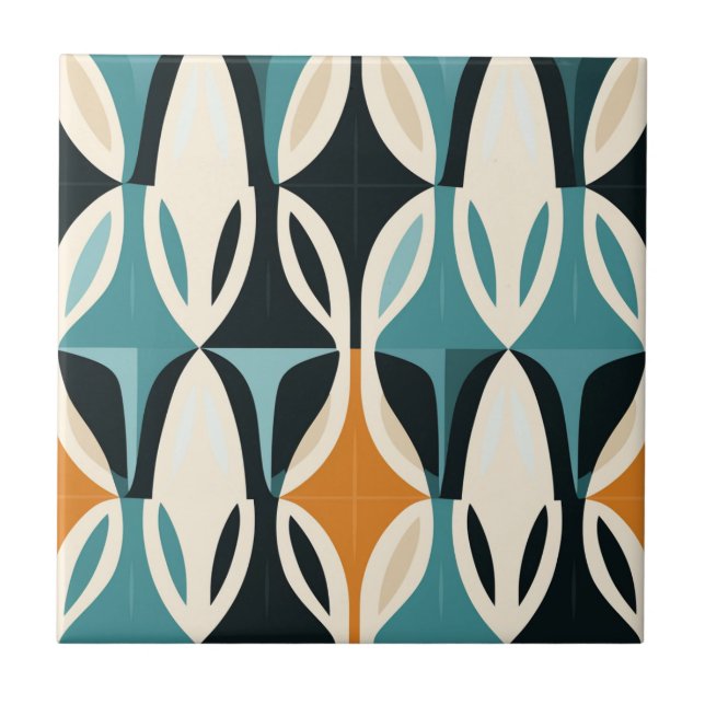 Mid-Century Modern Stylised Geometric Pattern Tile (Front)