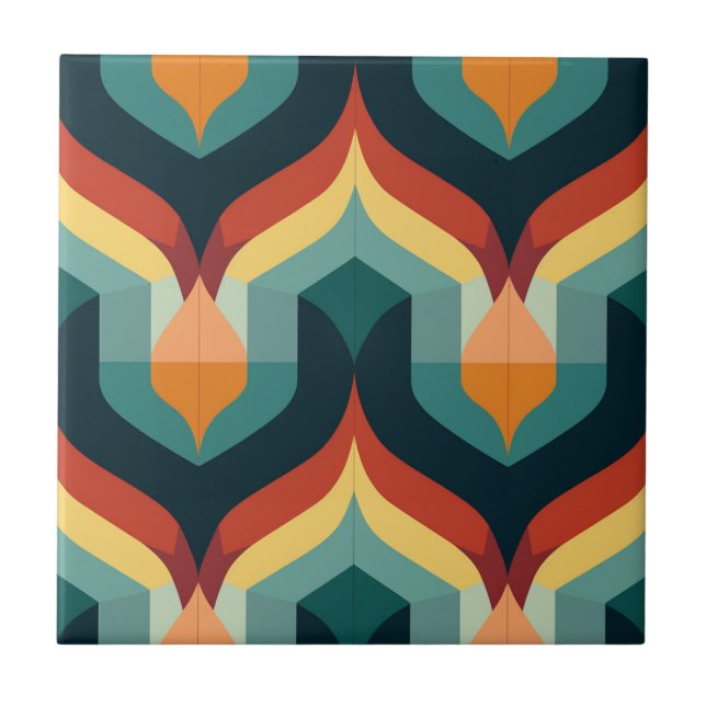 Mid-Century Modern Stylised Geometric Pattern Tile (Front)