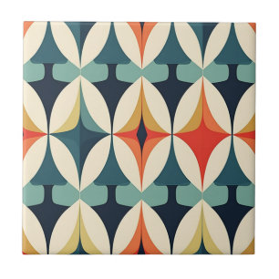 Mid-Century Modern Stylised Geometric Pattern Tile