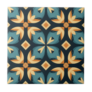 Mid-Century Modern Stylised Geometric Pattern Tile
