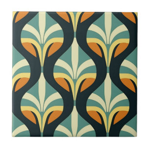 Mid-Century Modern Stylised Geometric Pattern Tile